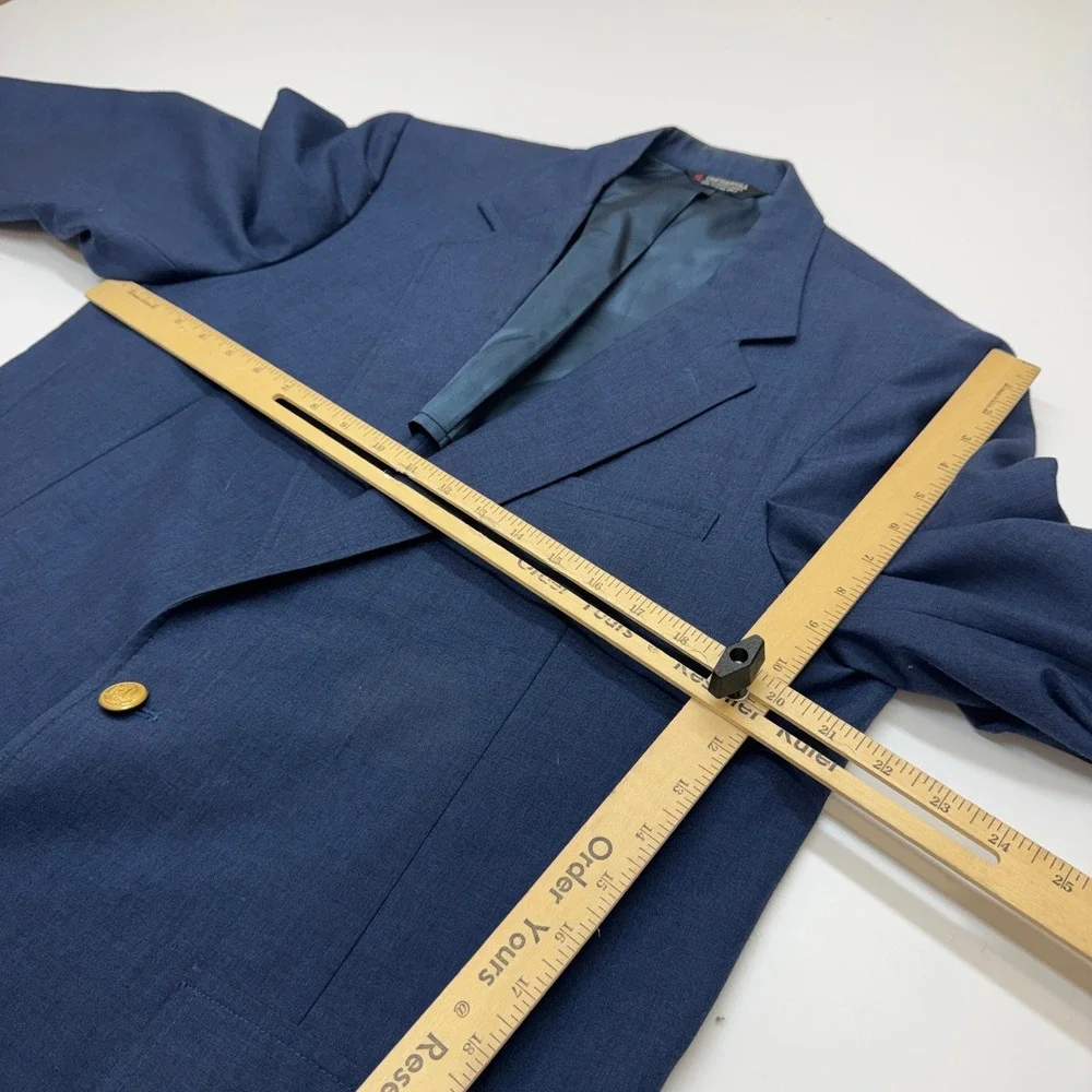 Woolrich Blazer Mens 44L Blue Vintage Preppy Dark Academia